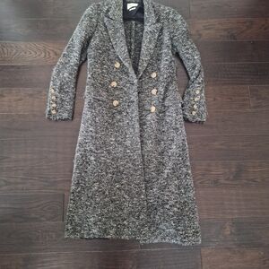Isabel Marant Black and Gray Tweed Trench Coat